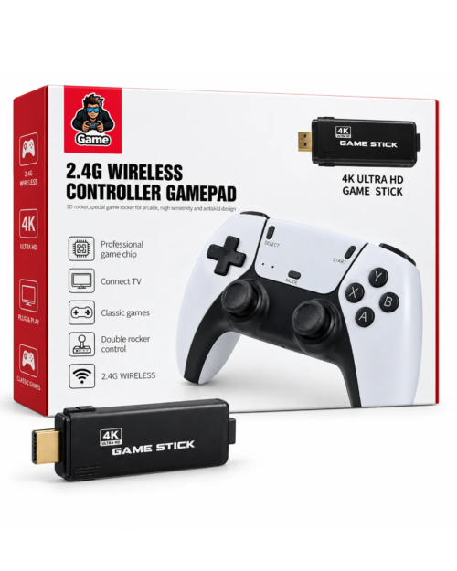 Game Stick 4K Ultra HD con 2 Controles Inalámbricos 2.4G